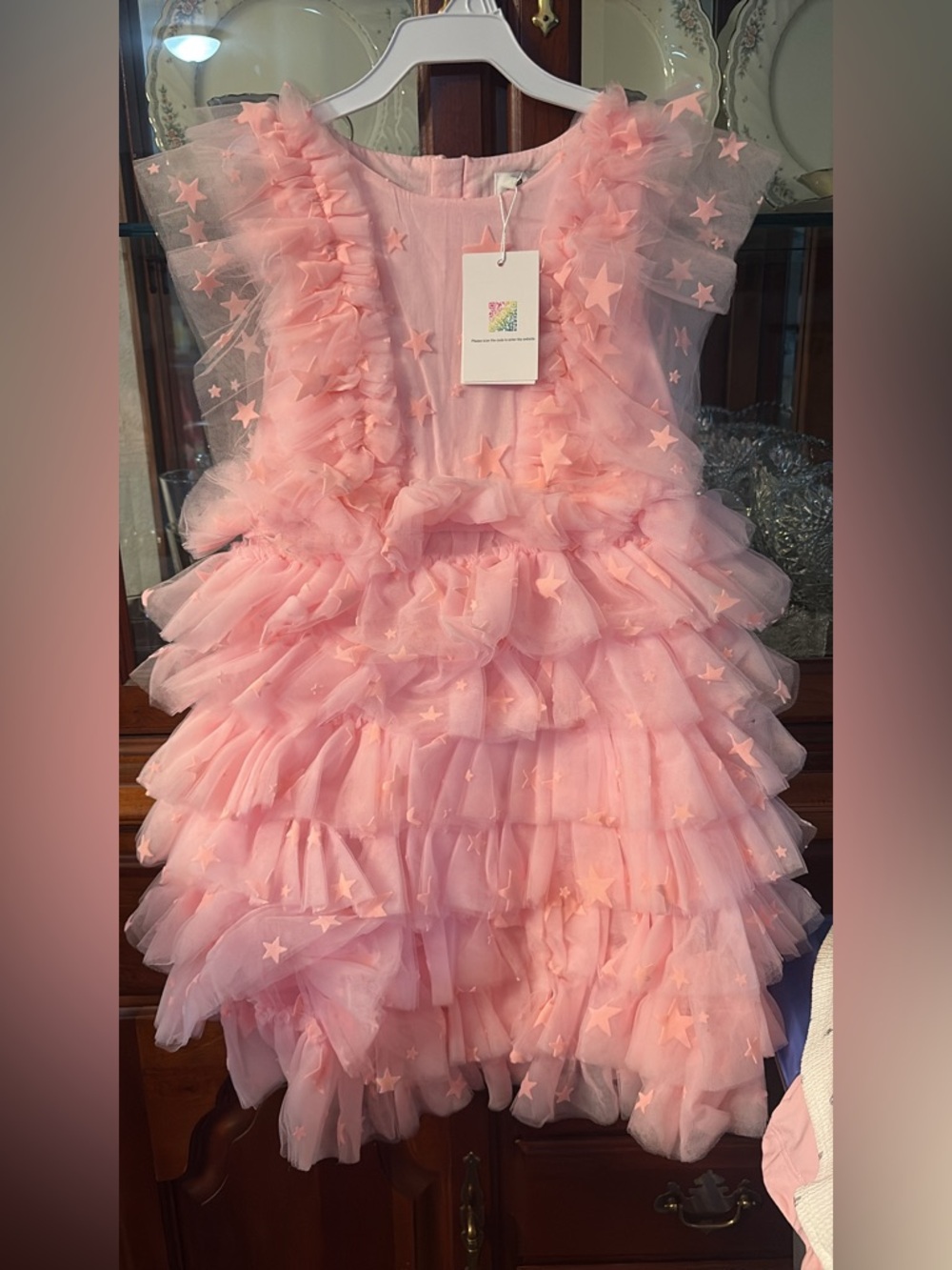 Lola and the Boys Pink Ruffled Star Tulle Dress